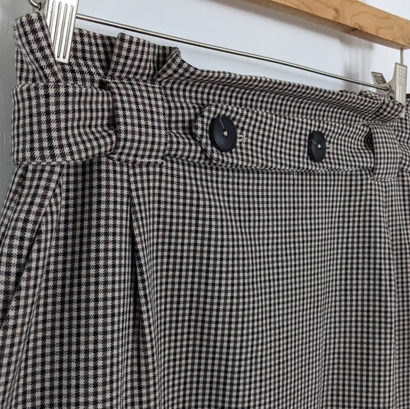 RW&CO stretch lining paper bag style plaid midi skirt brown beige size 12 @i - Picture 6 of 11